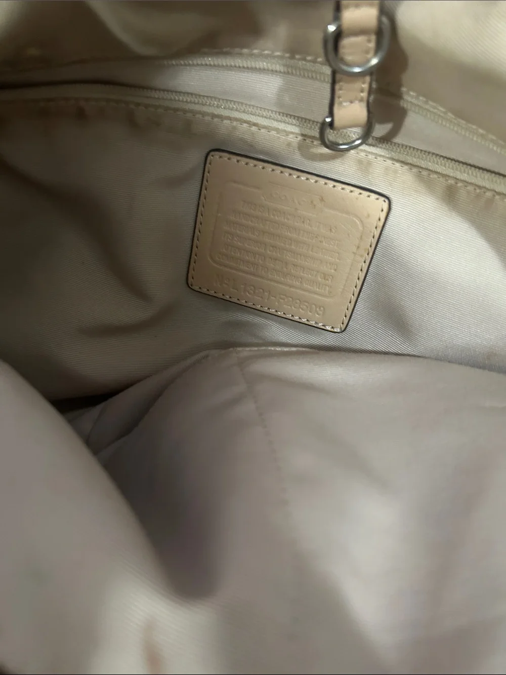 Coach Beige Signature Canvas Tote with Pink Center Panel